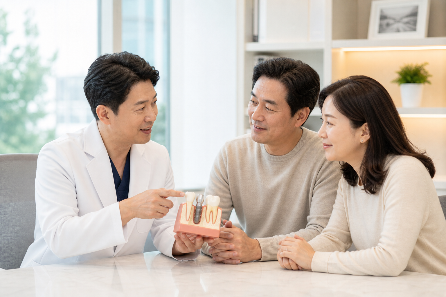 치과 상담 중인 60대 여성 환자