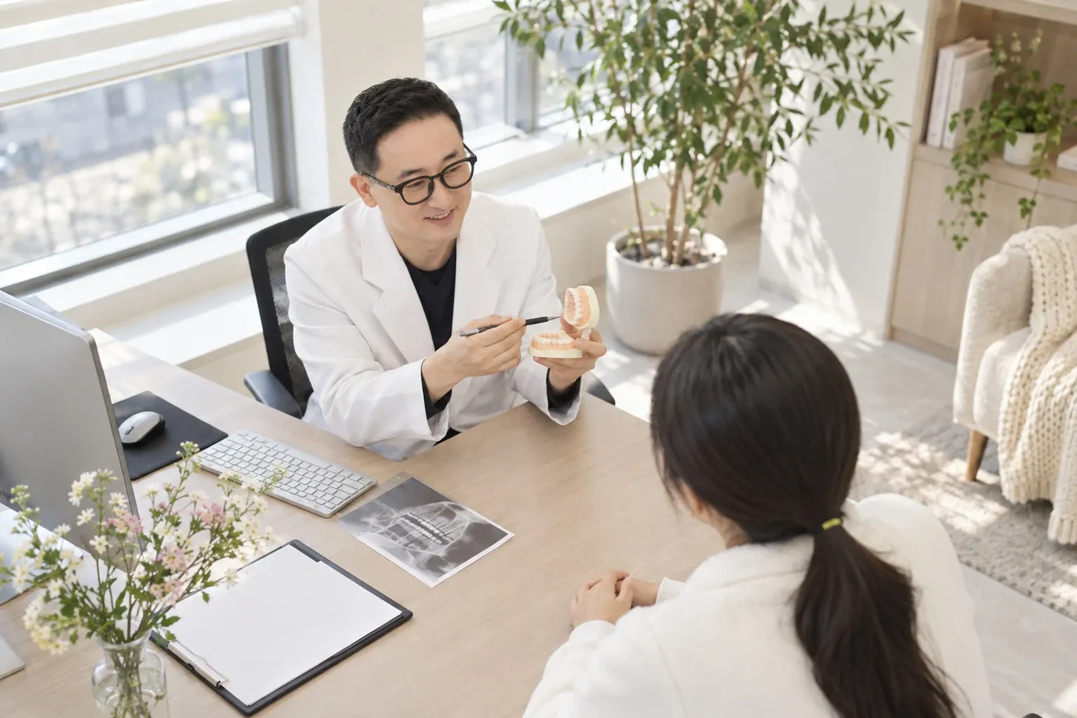 더이로운치과 원장님 진료 상담 모습