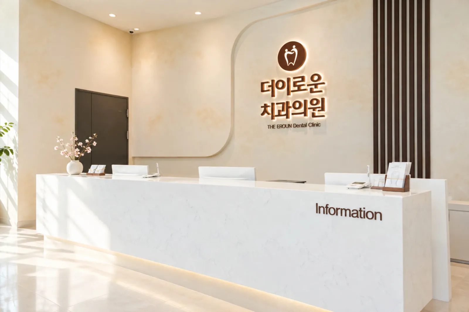 더이로운치과 접수 및 대기 공간
